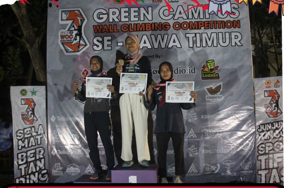 Juara 1 dalam lomba panjat dinding kategori Lead Mapala Putri dalam kegiatan GC WCC Se-Jawa Timur 2023